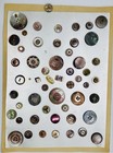 50 Antique Vtg Intricately Carved Shades Of Gray Mop Buttons Card Tray- Old Lot