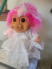 8  Vintage Russ Bride Fuchsia Hair Vinyl Troll Doll