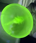L e  Smith Twins Art Deco Powder Jar  1930   s Lid Only  Uv Glow Green Satin Glass