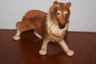 Vintage Ceramic Collie Lassie Dog Figurine Brown   White Marked Collie 8  Ex Cnd