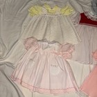 Lot Of 4 Vintage Girl Dresses Pristine Condition Pin Yellow Red White Ruffles