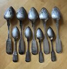 C1845-1860 Set Of 9x American Coin Silver Tea table Spoons Sands   Reineman 273g