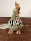 Vintage Green Ceramic Rooster Chicken Country Folk Art 10   