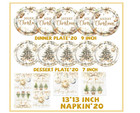 Christmas Paper Plates   Napkins  Vintage Disposable Holiday Set  Serves 20