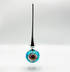 Vintage Christmas Tree Topper Glass Ornament Blue Silver Finial West Germany 11 