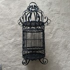 Large Vintage Wrought Iron Scrolled Hanging Bird Cage  Mexico 30 x16    11    