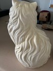 Large Vintage White Ceramic  Persian Cat Kitty Statue Figurine Blue Eyes
