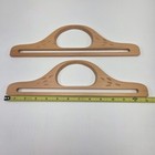 Vintage Wooden Purse Handles Pair 13  Carved Leaf Handbag Bag Craft Diy