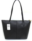 New Authentic Coach Crossgrain Leather Gallery Top Zip Carry All Tote Black gold