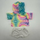 Build A Bear Tie Dye Hoodie White Denim Jean Frayed Heart Shorts Teddy Outfit