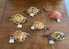 Vintage Lot Of 7 Alabaster Originals Wood Bamboo Hair Berets Old Stock Japan
