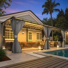 Gazebo For Patio  Wall-mounted Lean To Pergola Gazebo With Curtains And Netting