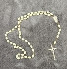 Vintage White Oval Beads Cross Crucifix Catholic Religious Prayer Rosary Italy