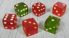 Set Of 6 Vintage Translucent Red Cherry   Green Apple 5 8  Dice