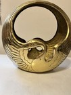Vintage Solid Brass Art Deco Swan Crane Bird Planter Basket