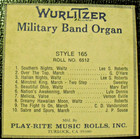 Wurlitzer 165 Band Organ Rolls Vintage  Order By Roll Number