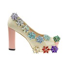2 Pcs Rhinestone Shoe Clips Buckle Multi Color For Bridal Wedding Party Decor