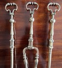 3 Antique English Brass Fireplace Tools  18th Century