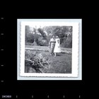 Old Vintage Square Photo Pair Duo Women In Yard Affectionate Snapshot Picture