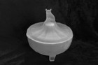 Depression Frosted Glass French Bulldog Dog Powder candy Dish Jar Vintage