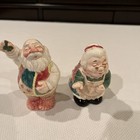 Vintage Fitz   Floyd  Old St  Nick   Mrs  Claus Salt   Pepper Shakers 1998