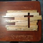 Unique Handmade Wooden Wall Cross     Rustic Burned Pine Christian Religious Art