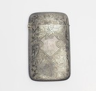 Antique Art Nouveau Repousse Sterling Silver Concave Card Case Henry Williamson