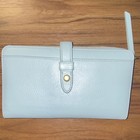 Women   s Light Blue Solid Wristlet Wallet  Credit Card Slots  Zipper Snap
