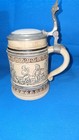 Vintage German Beer Stein Pewter Lid Dwarfs 897