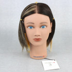 Cosmetology Training Mannequin Head With Human Hair 5 Color Zones Goldwell 3 New
