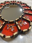 Peruvian South American Hanging Oval Mirror Floral Hand Painted Vintage