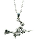 Flying Witch Pendant 925 Sterling Silver Broomstick Witchy Jewellery And Boxed
