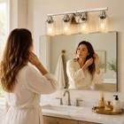24  Nickel Vanity Light Modern 4 Lights Bathroom Mirror Wall Lamp Sconce Fixture