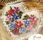 Bucilla Ribbon Hand Embroidery Floral Delight Potpourri Heart Craft Kit