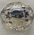 Vintage Vanity Powder Dresser Jar Round Glass Silver Plated Jewelry Trinket Box