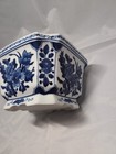 Vintage Blue   White Porcelain Planter  4 25    Tall   7    Wide - Used  See Pics