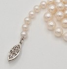 Vtg Deco 14kt White Gold 3 Diamond 5mm-8mm Graduated Akoya Pearl Necklace 20 5   