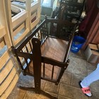 Vintage Wooden Brown Cradle With Rocking Stand And Mattress