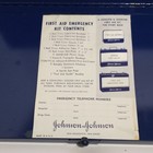 Vintage Johnson   Johnson First Aid Emergency Kit Metal Steel Hinged Box- Empty