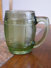 Set Of 3 Vintage Shot Glass Mini Mugs Barrel Keg Whiskey Green Glass Free Ship