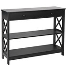 3 Tier X-design Console Sofa Table For Entryway Living Room W  Drawers Shelves