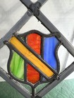 Large 26x20 Clear Stained Glass Window Panel Diamonds Rainbow Shield Crest
