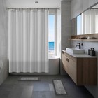 15 Piece Shower Set Blocks Pattern Curtain Hooks Bath Rugs Modern Design New