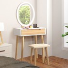 Vanity Dressing Table Set 2 Drawers With Led Mirror Makeup Desk Bedroom