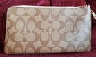 Brown Coach Double Corner Zip Wallet wristlet