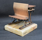 1970   s Vintage Signed Curtis Jere Copper-clad Onyx Base School Desk Bookend