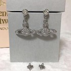 Vivienne Westwood Earrings Mini Bas Relief Orb Drop Silver In Box