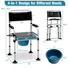 4-in-1 Folding Bedside Commode Chair For Toilet With Arms   Toilet Paper Holder