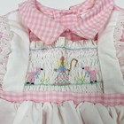 Vtg Polly Flinders Pink Gingham Smocked Dress With Attached Apron 12 Months