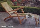A Grade Teak Steamer Sun Lounger W  Footrest Outdoor Patio Garden Pool Furniture